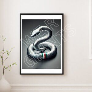 Simple Clean Luxury Gucci Three Striped Snake Art Print 20x16